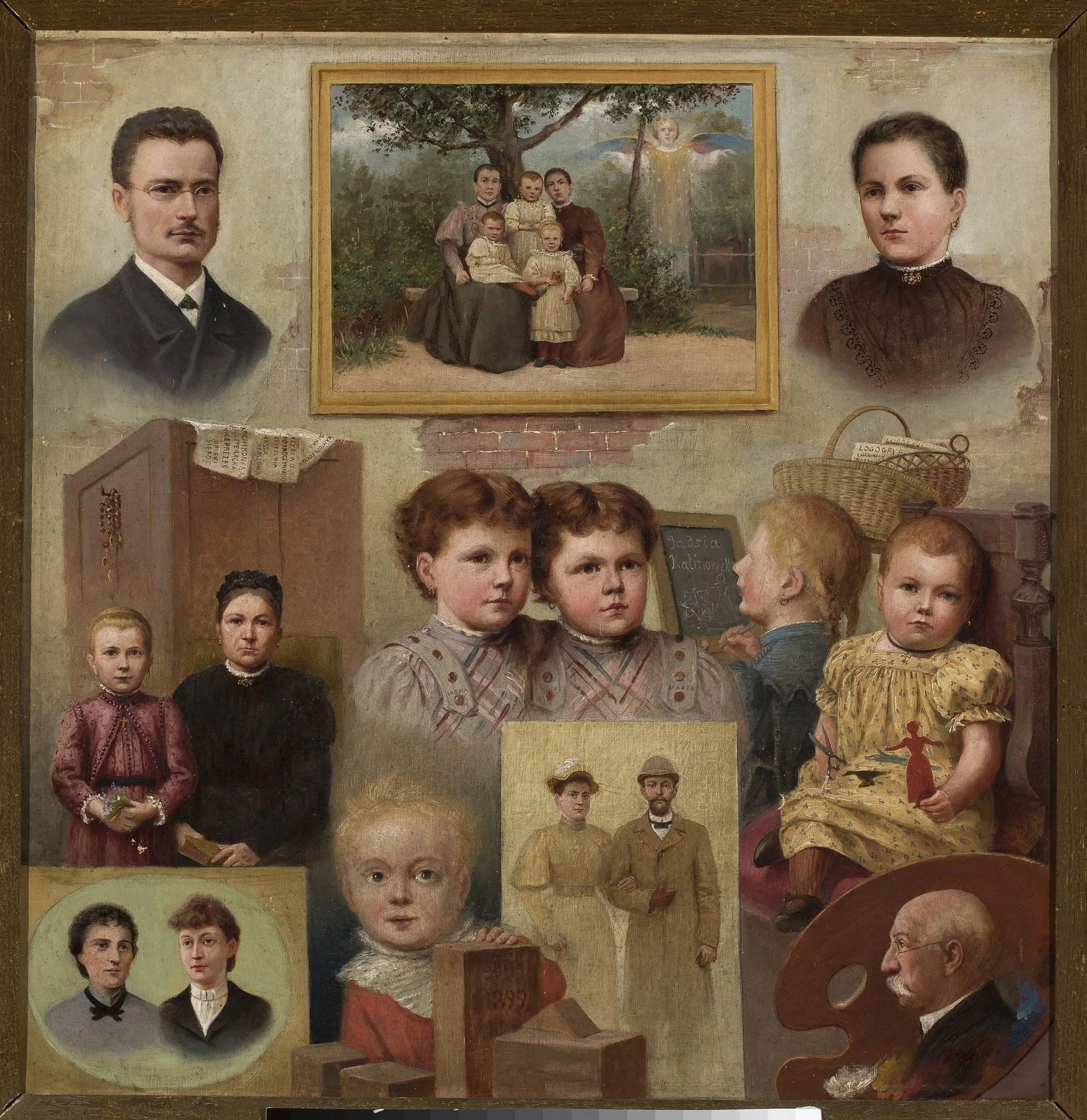 Collective portrait of the Kalinowski family with the painter's self-portrait, detail