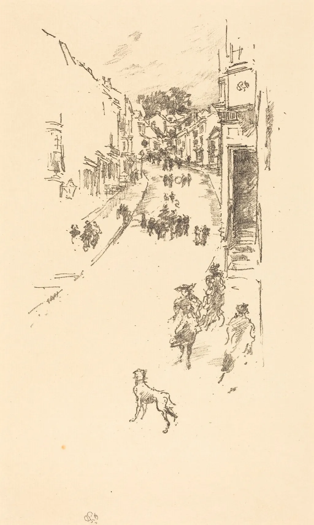 Sunday, Lyme Regis, by James McNeill Whistler, ink, 1895