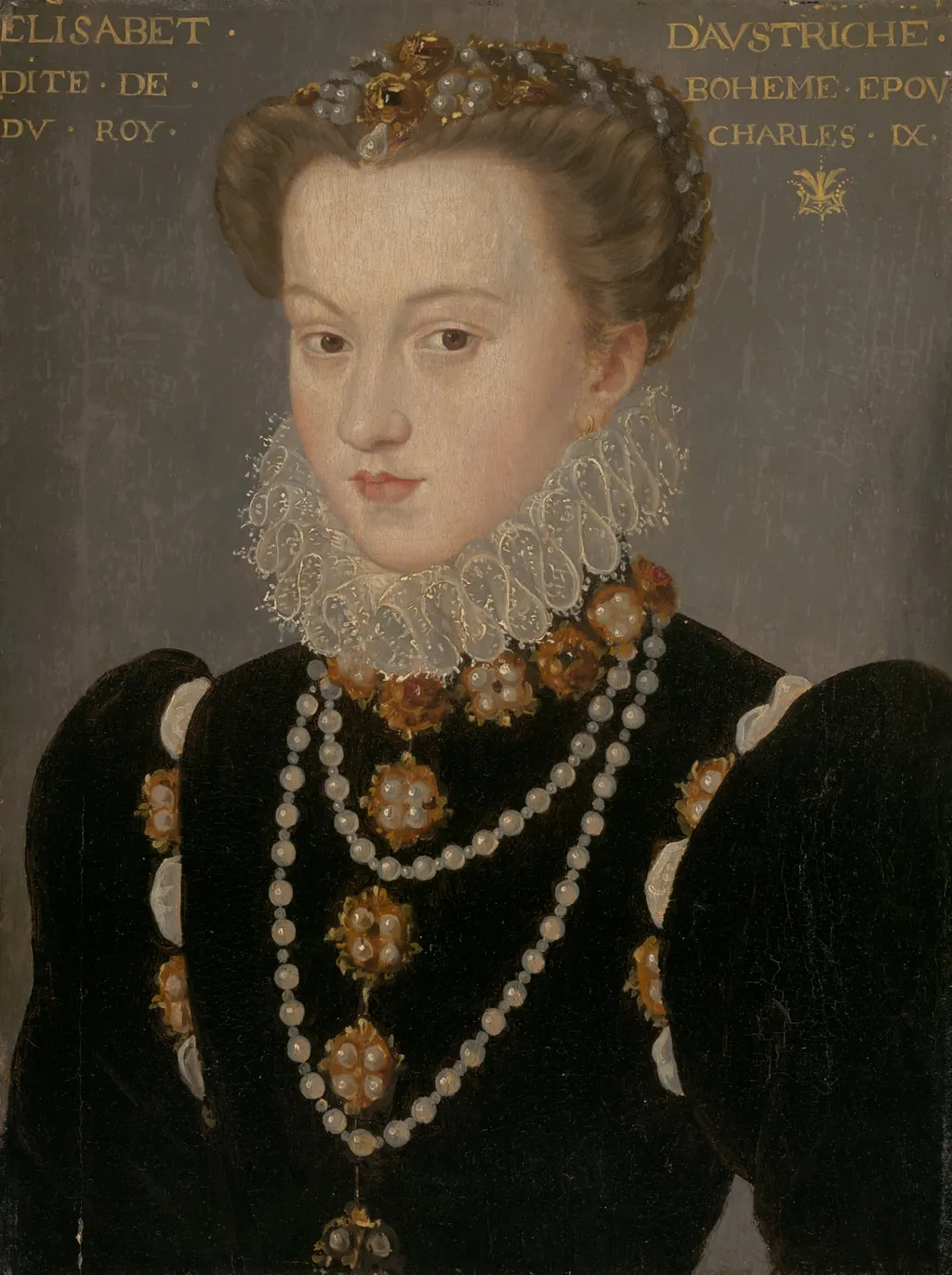 Portrait of Elizabeth of Austria, Wife of King Charles IX of France, by Follower of François Clouet, oil, 1571