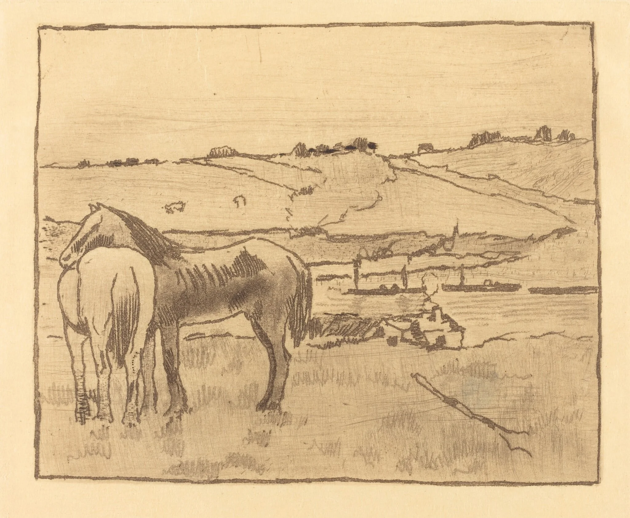 Horses in the Meadow (Chevaux dans la prairie), detail