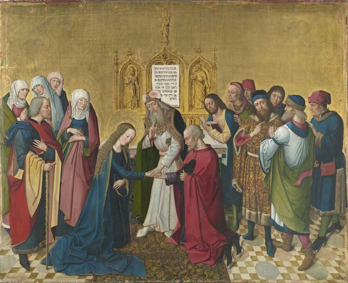 The Engagement of Mary (verso: upper half of the Coronation of Mary), detail