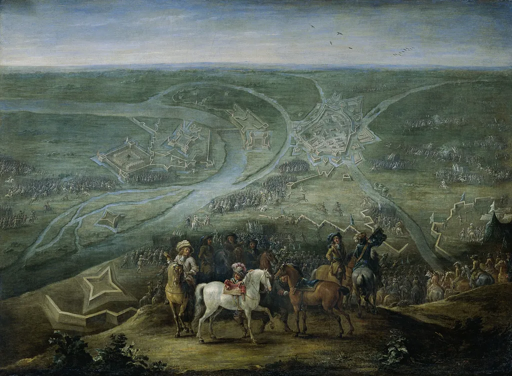 The French army at Rheinberg, 2-6 June 1672, by Lambert de Hondt, oil, 1672