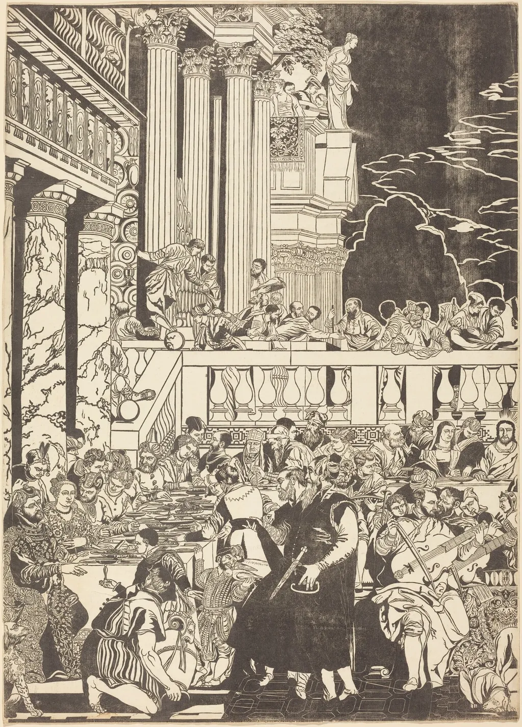The Marriage at Cana [left plate], by John Baptist Jackson, ink, 1740
