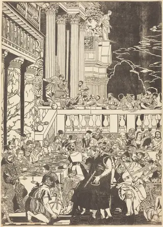 The Marriage at Cana [left plate], by John Baptist Jackson, ink, 1740