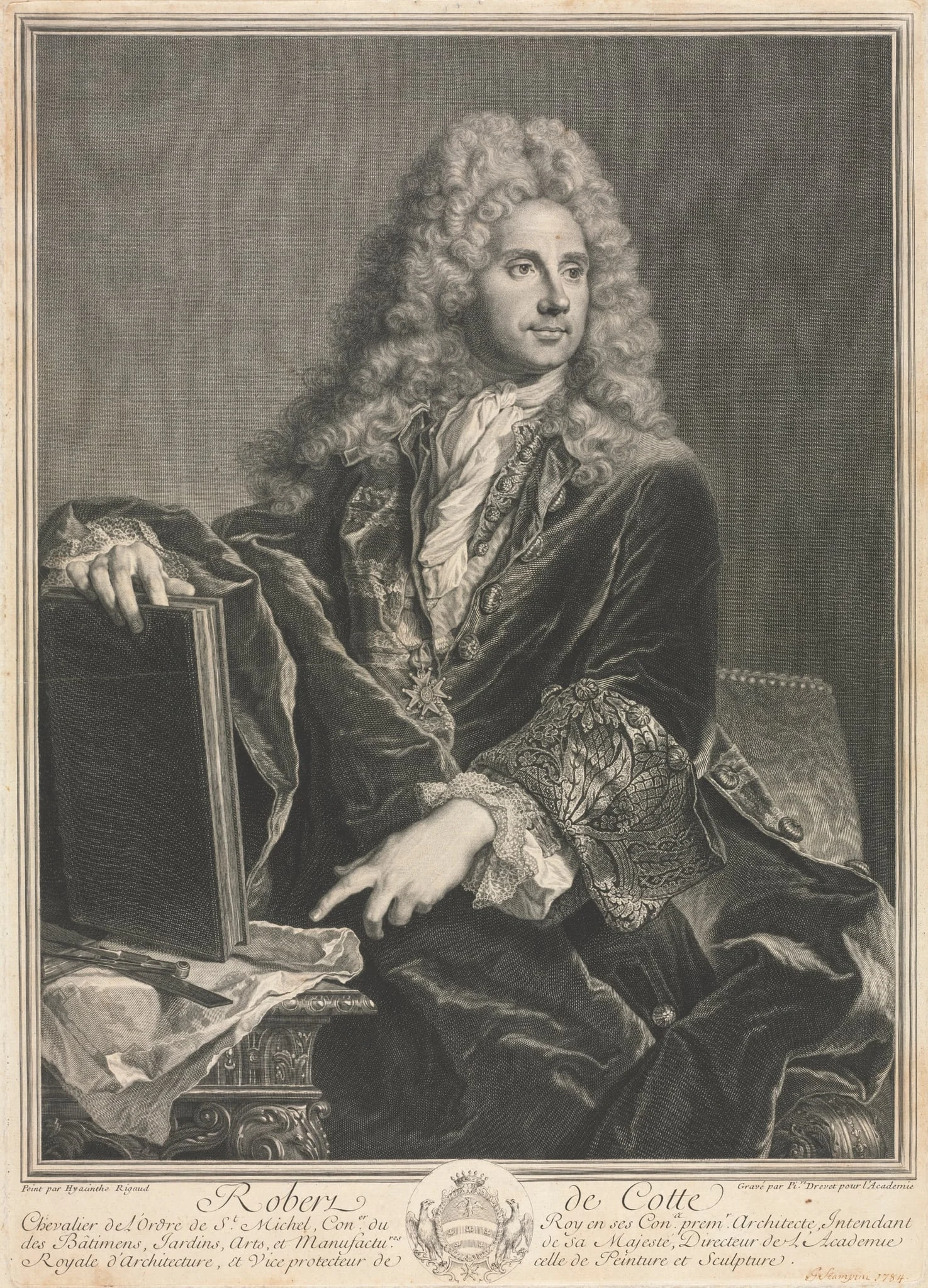 Portrait of Robert de Cotte, detail