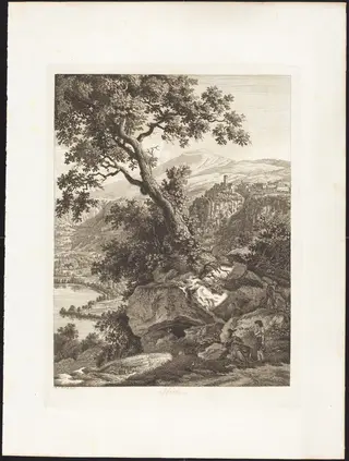 Nemi, by Albert Christoph Dies, ink, 1793