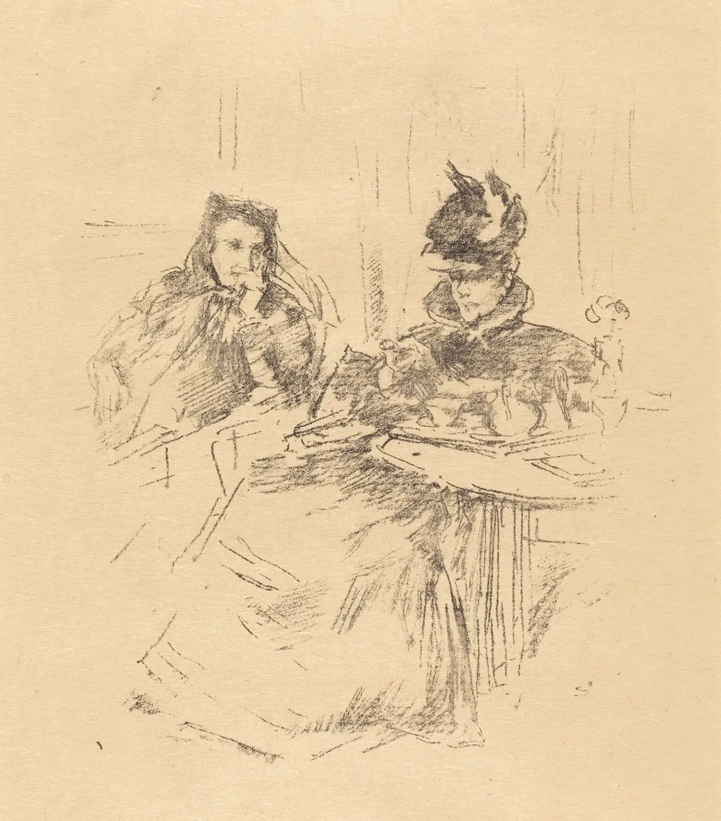 Afternoon Tea, by James McNeill Whistler, ink, 1897