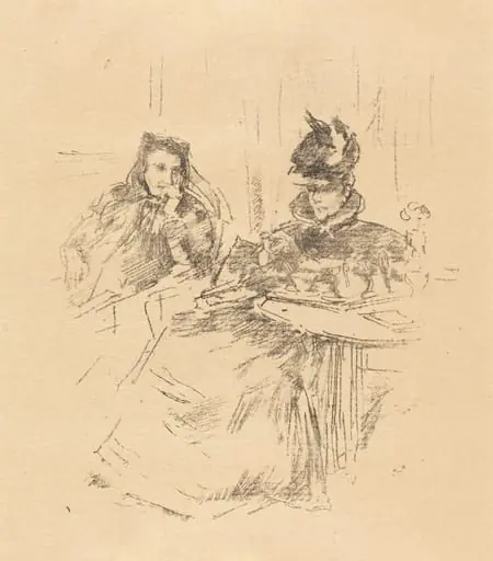 Afternoon Tea, by James McNeill Whistler, ink, 1897