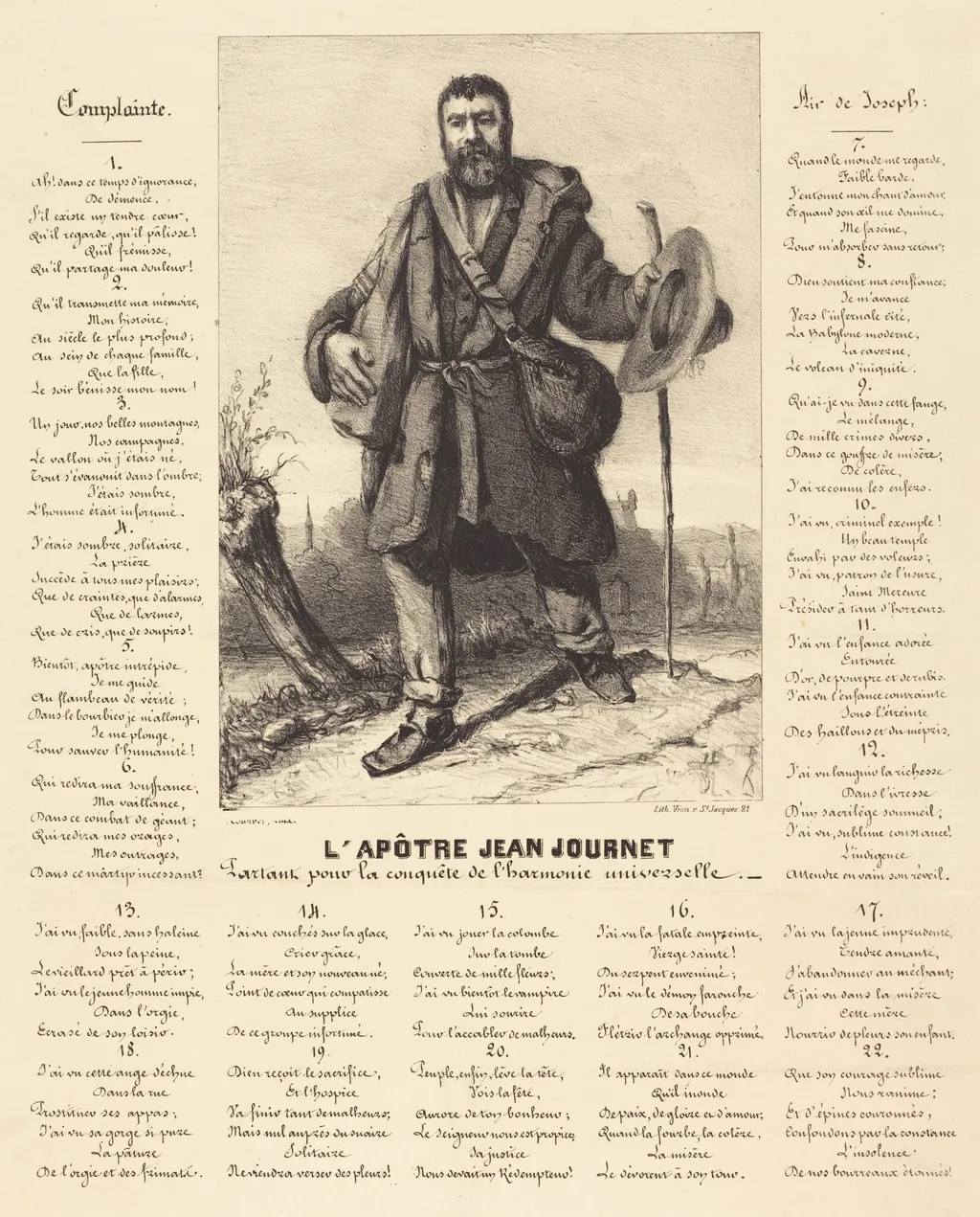 The Apostle Jean Journet Setting Out for the Conquest of Universal Harmony, by Gustave Courbet, ink, 1850
