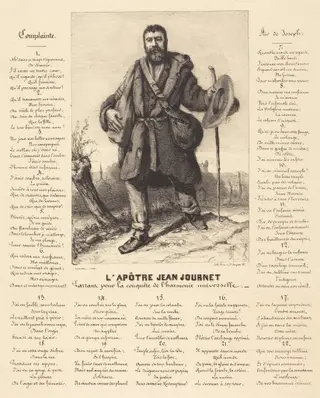 The Apostle Jean Journet Setting Out for the Conquest of Universal Harmony, by Gustave Courbet, ink, 1850