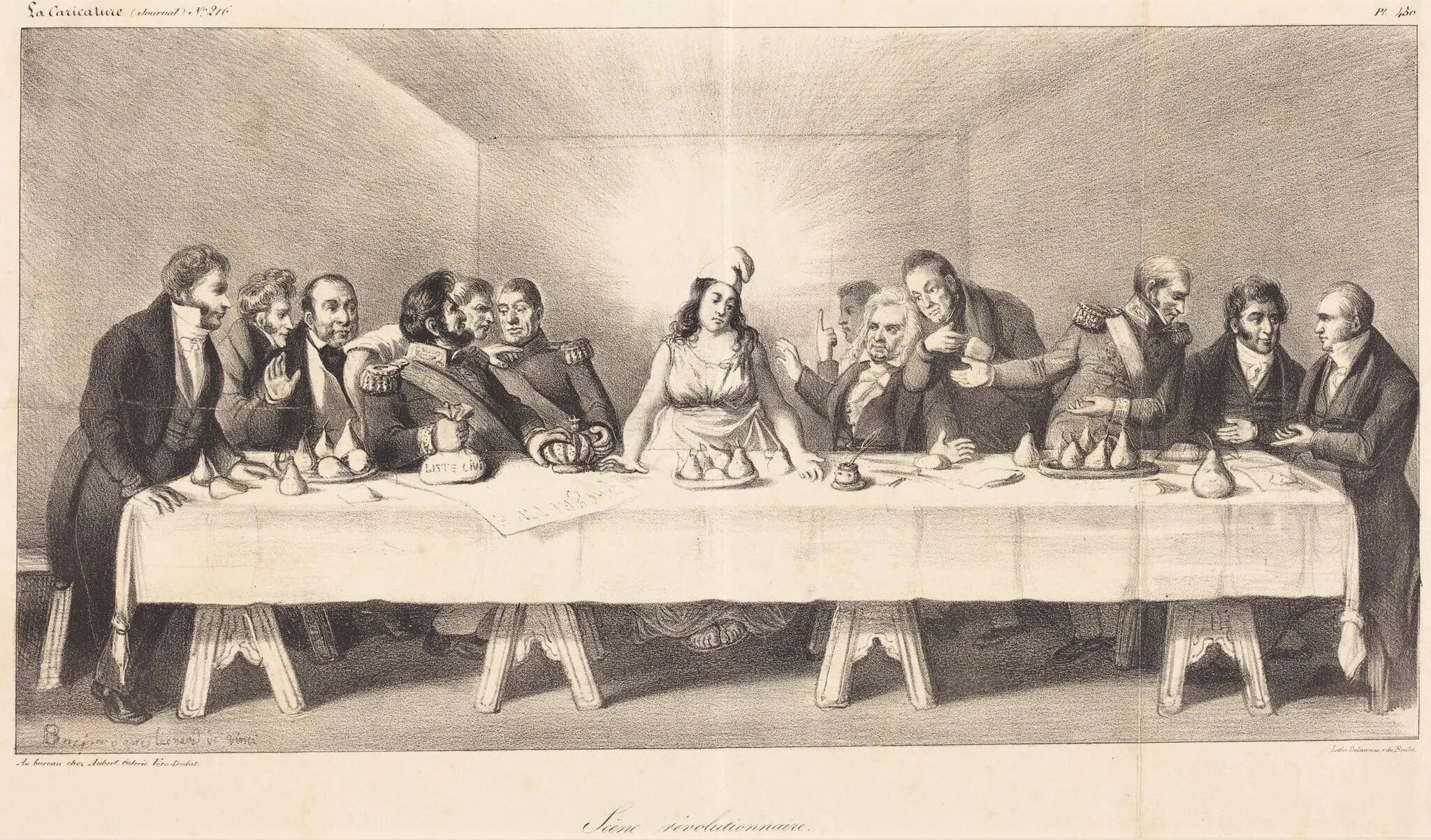 Scène révolutionnaire: Parody on the Last Supper, detail