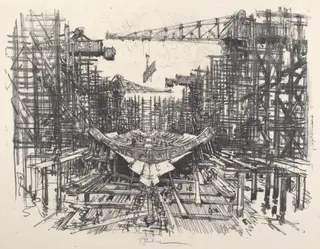 The Keel, by Joseph Pennell, ink, 1917