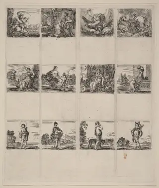 Mythological Playing Cards, by Stefano Della Bella, ink, 1644