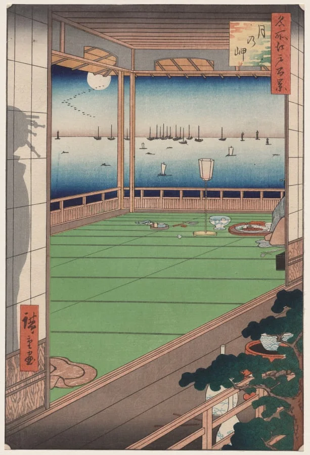 The Moon-Viewing Promontory, from One Hundred Views of Famous Places in Edo, detail