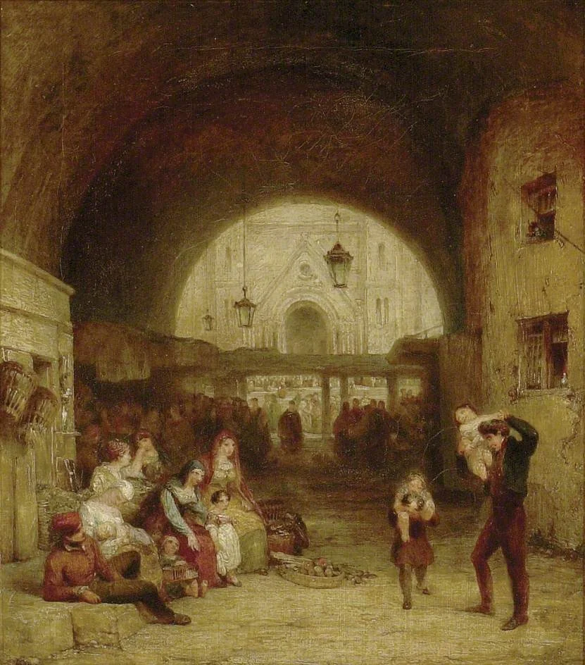 An Archway at Bologna, with the Piazza Maggiore beyond, detail