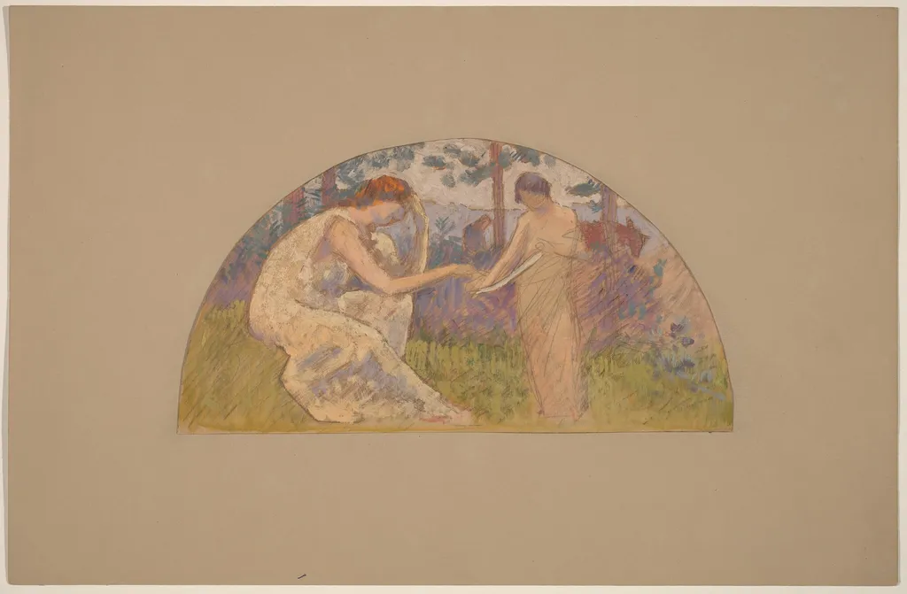 Study for a Lunette, by Charles Sprague Pearce, graphite, 1894