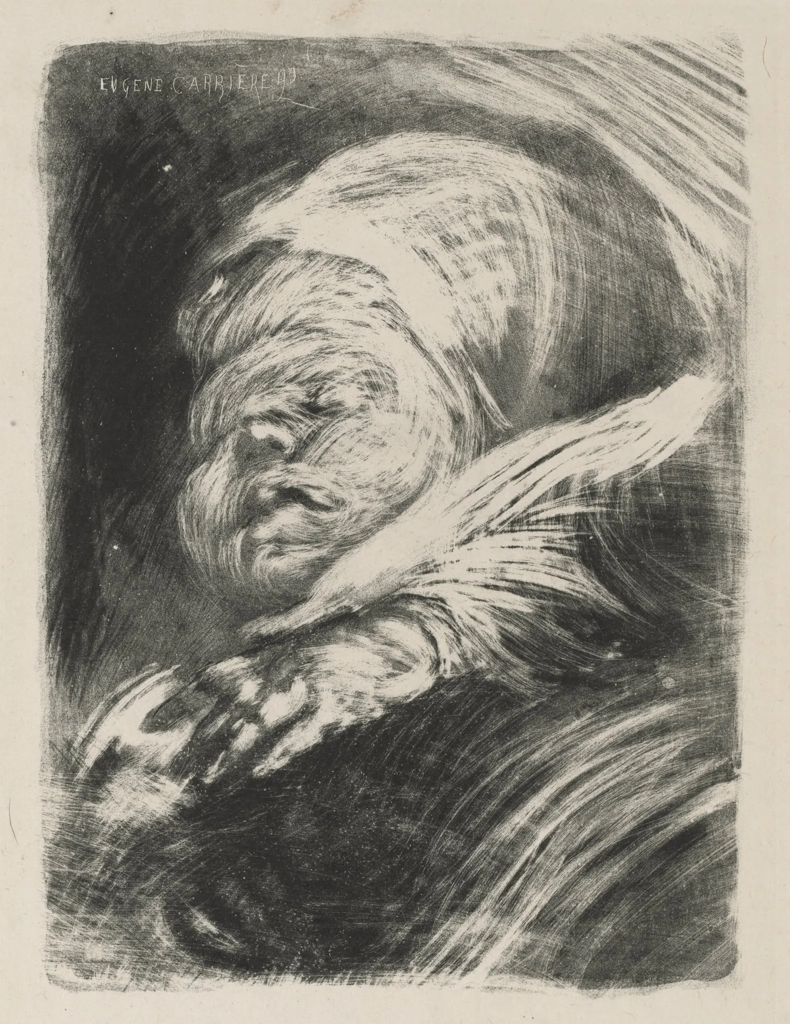 Newborn in a Bonnet (Le nouveau-né au bonnet], detail