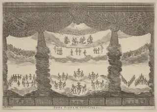 Sesta Scena di Tutto Cielo, by Stefano Della Bella, ink, 1637