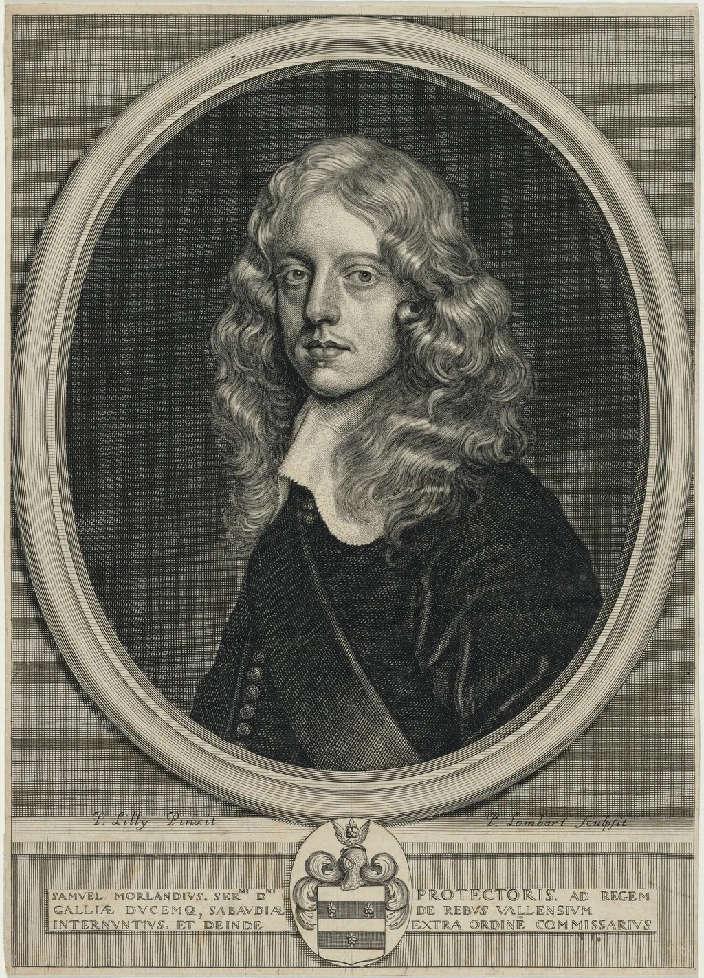 Sir Samuel Morland, Diplomatist and Inventor, by Pierre Lombard, ink, 1647