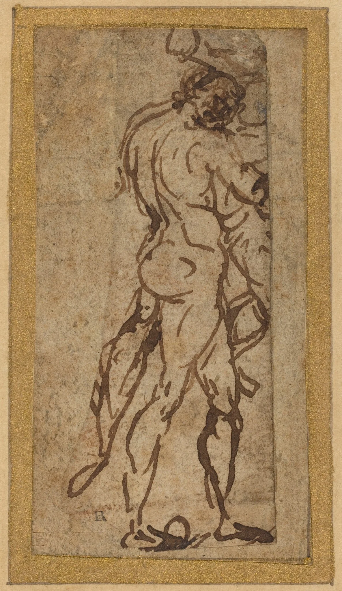 Two Nudes Fighting, detail
