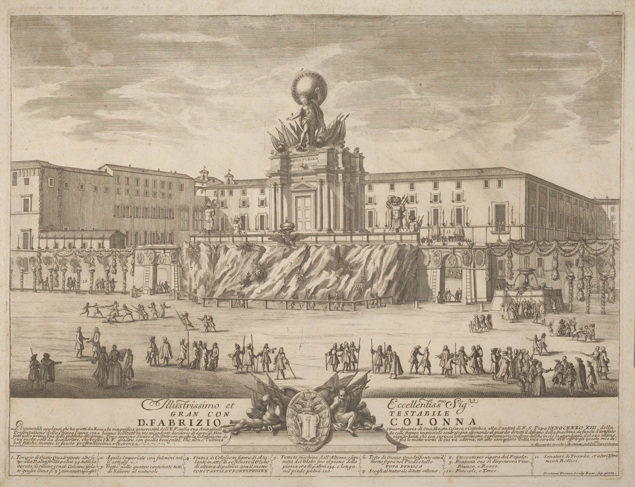 The Prima Macchina for the Chinea of 1722: The Temple of Janus, detail