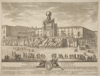 The Prima Macchina for the Chinea of 1722: The Temple of Janus, by Giovanni Girolamo Frezza, ink, 1722