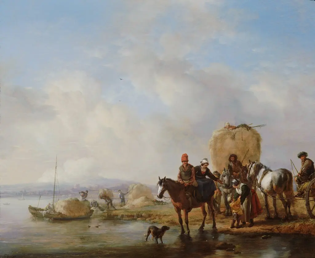 The Hay Wagon, by Philips Wouwerman, oil, 1650