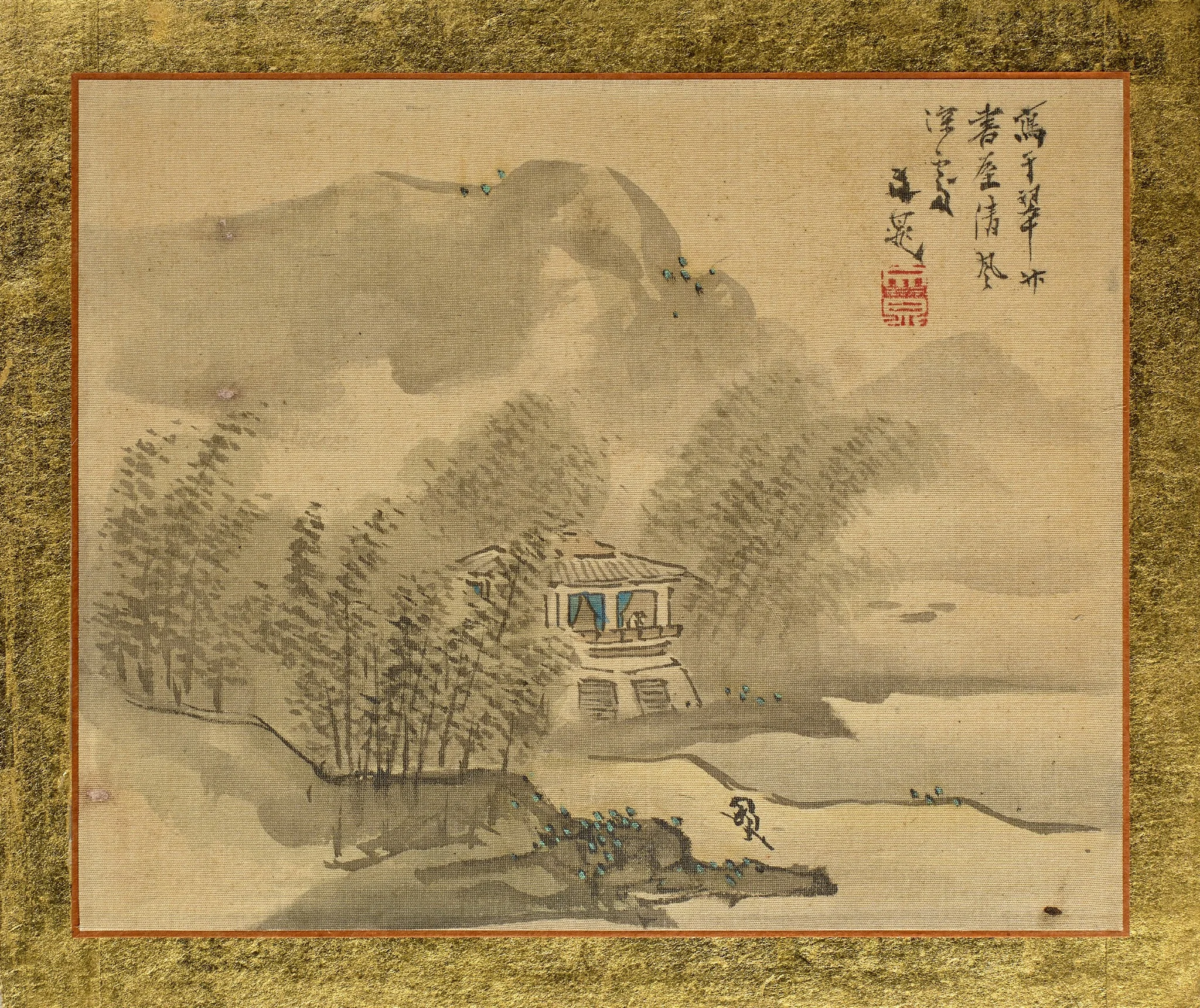 A House in a Bamboo Grove at the Shore, detail
