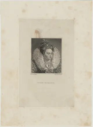 Queen Elizabeth, by Isaac Oliver, ink, 1806