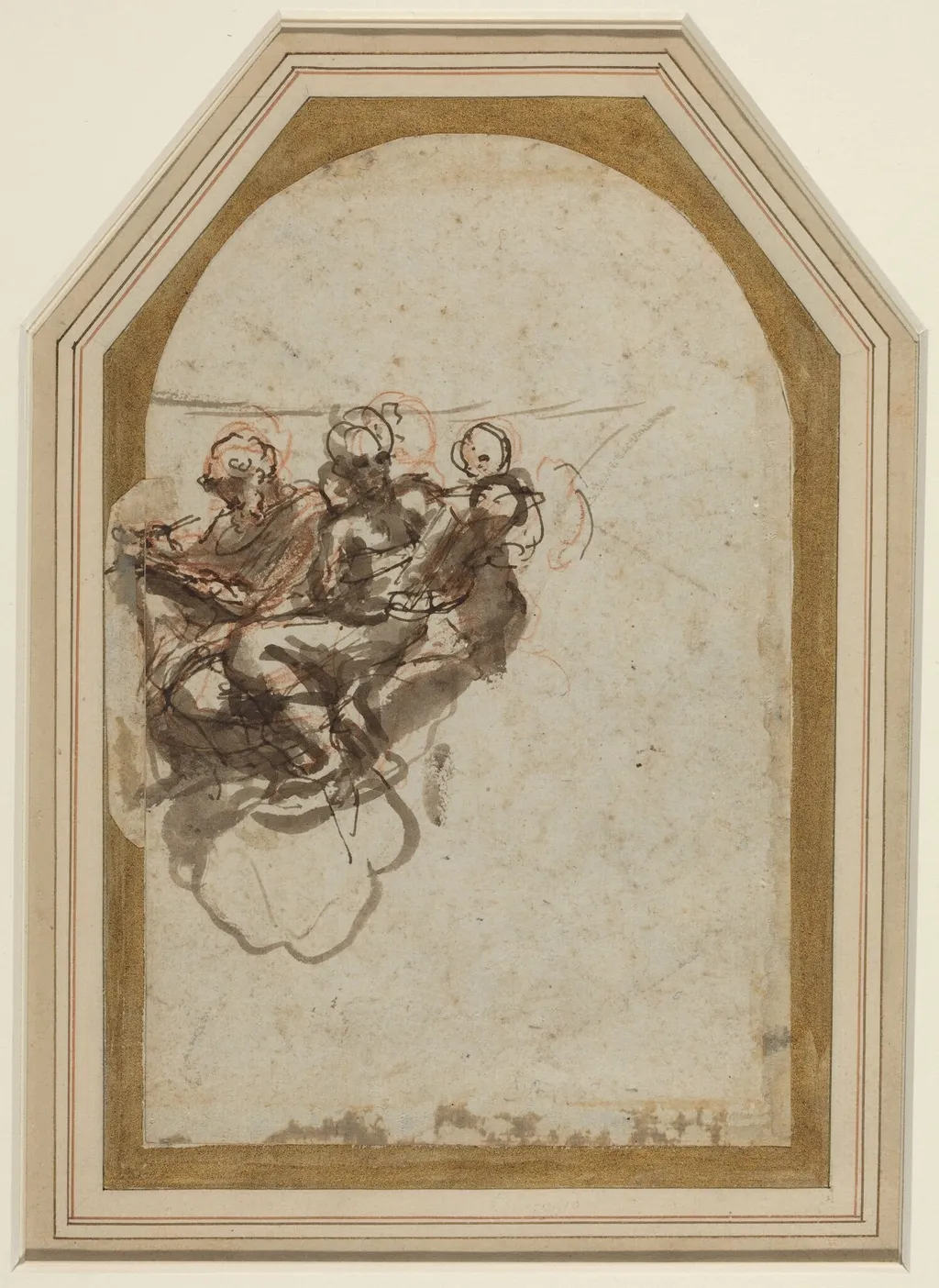 Saint Matthew and Saint Jerome [verso], by Antonio da Correggio, ink, 1524