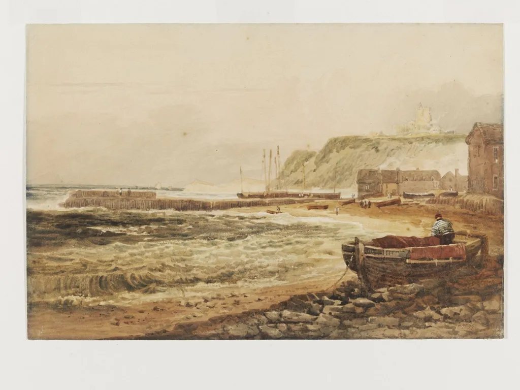 The Beach at Old Folkestone, by Samuel Prout, watercolor, 1805