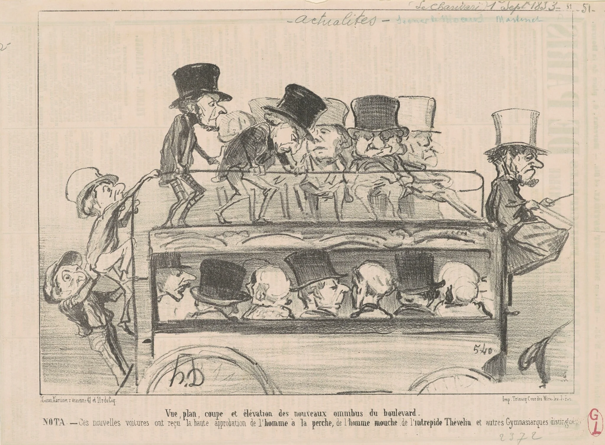 Vue ... et elévation des ... omnibus du boulevard ..., detail