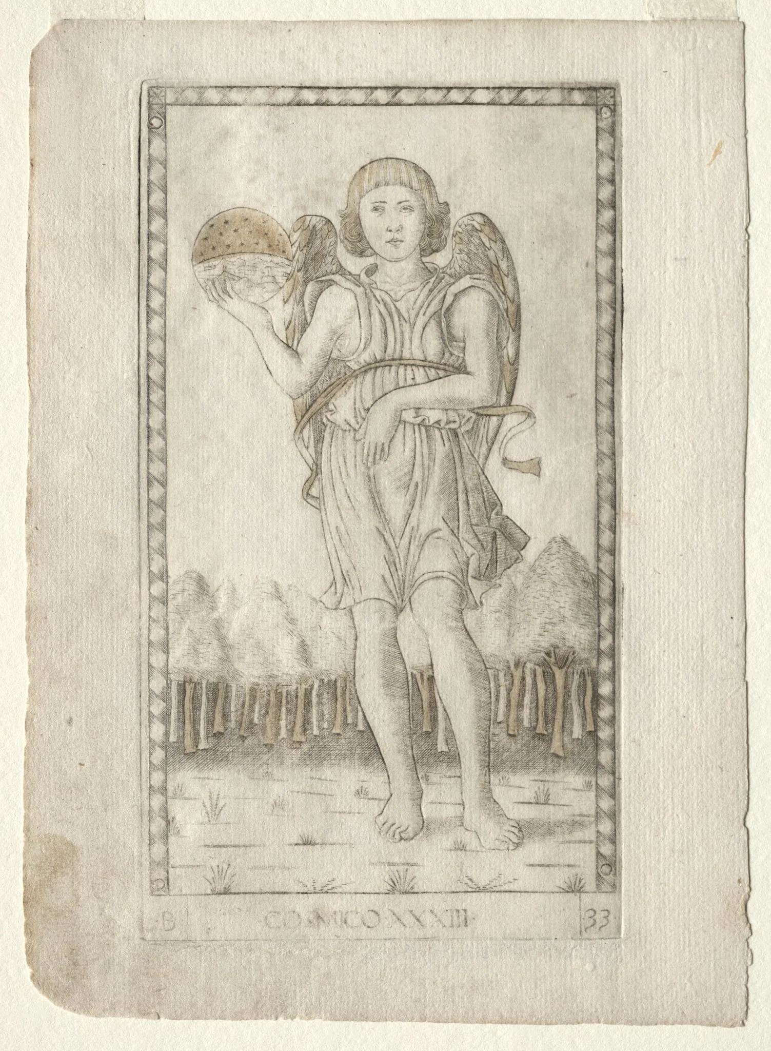 Genius of the World (from the Tarocchi, series B: Cosmic Principles & Virtues, #33), detail