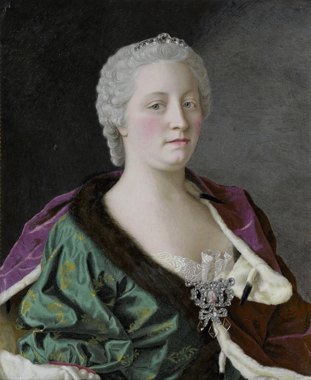 Maria Theresa, Archduchess of Austria, Queen of Hungary and Bohemia, and Holy Roman Empress, by Jean-Étienne Liotard, copper, 1747