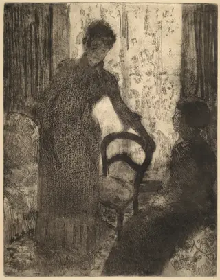 The Visitor, by Mary Cassatt, ink, 1880