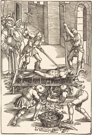 Martyrdom of Saint Lawrence, by Hans Baldung Grien, ink, 1505