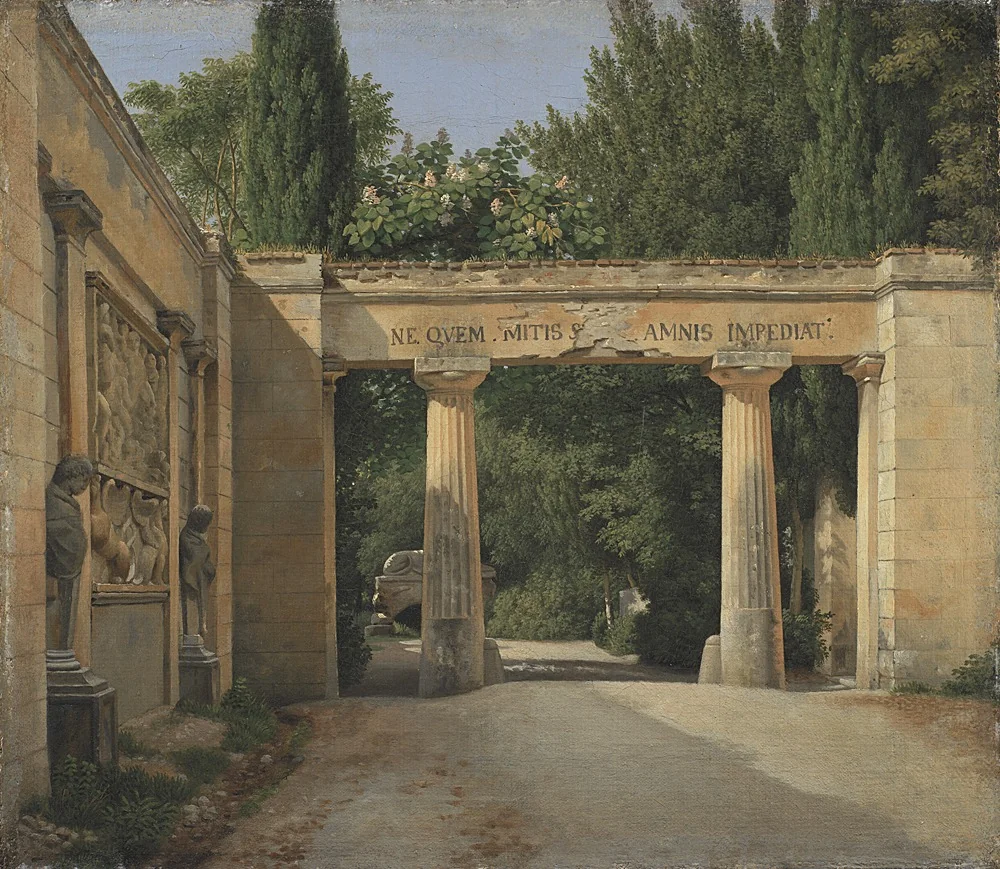 View of the Garden of the Villa Borghese in Rome, detail