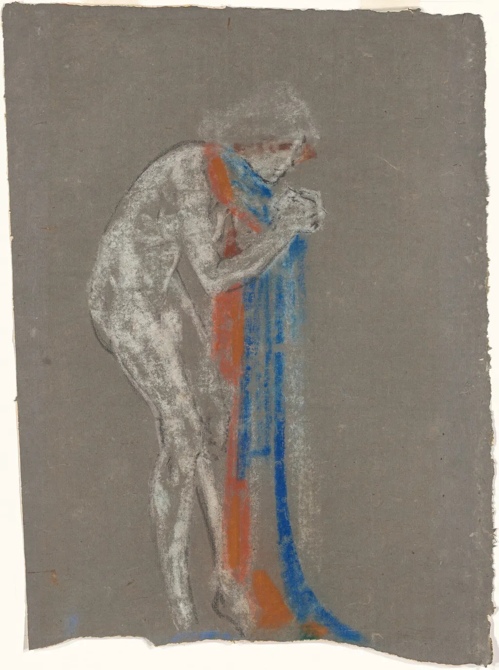 Woman with Red and Blue Scarf, by Arthur B. Davies, pastel, 1921