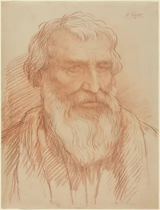 Study of a Head, by Alphonse Legros, chalk, 1874