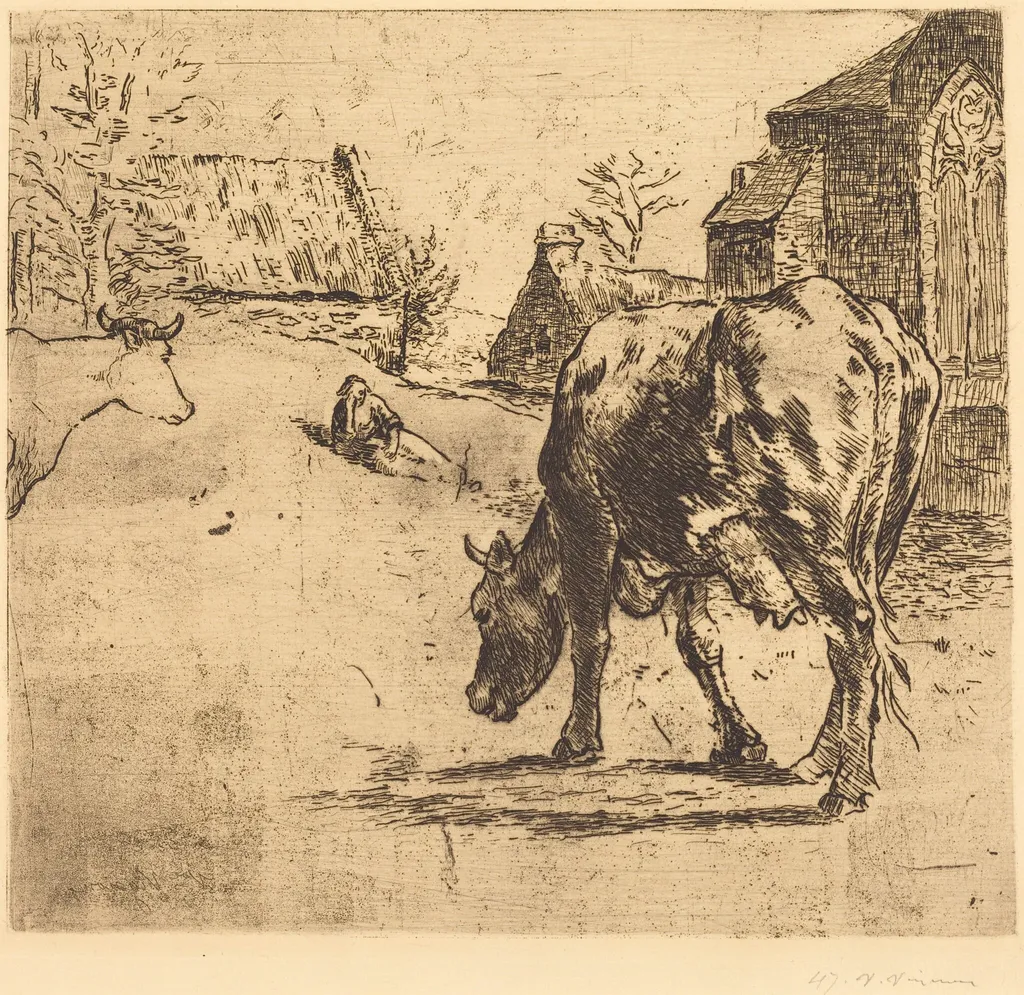 The Cow (La Vache), by Victor Alfred Paul Vignon, ink, 1893