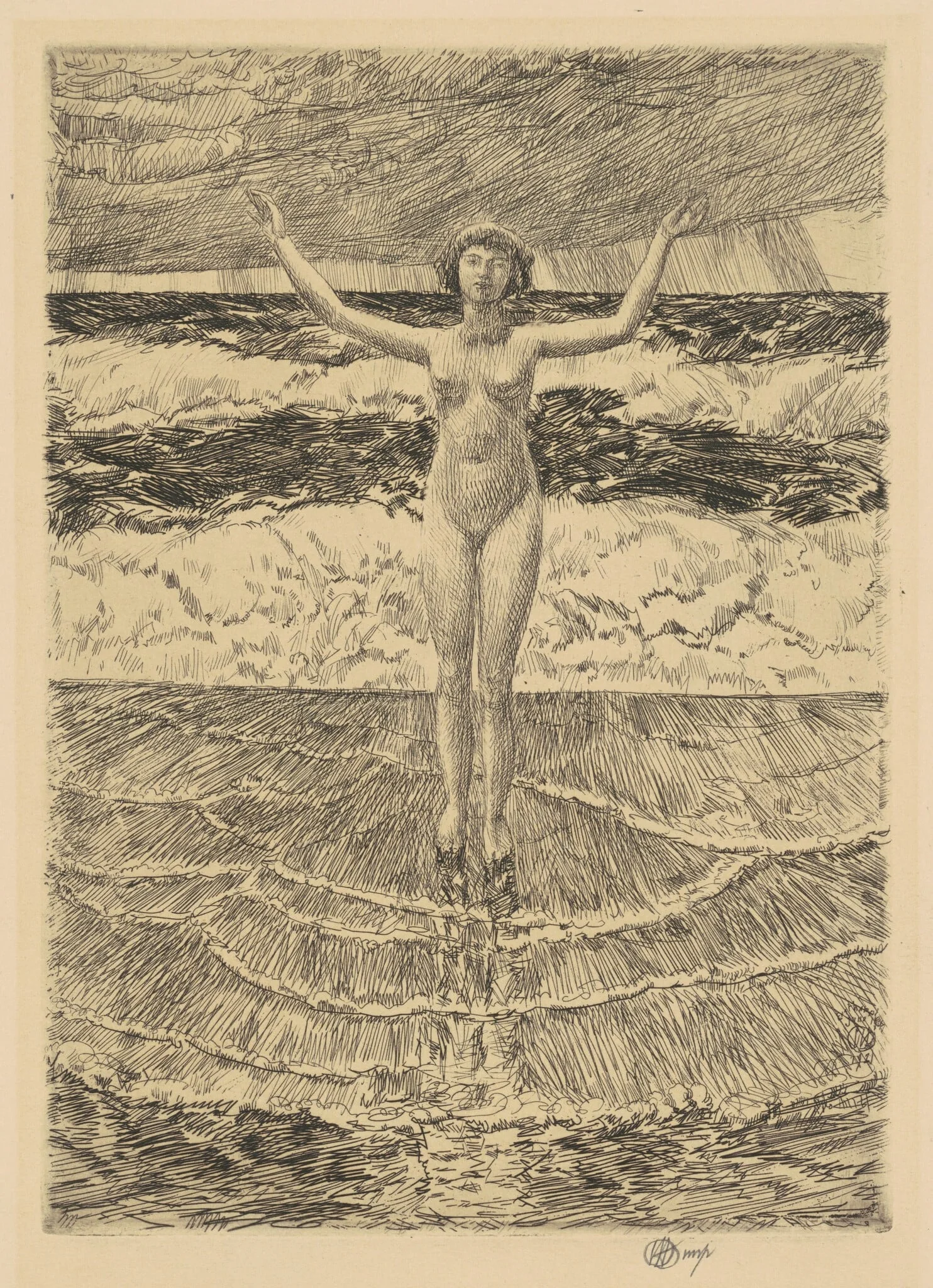 Rain Drops and Surf, detail