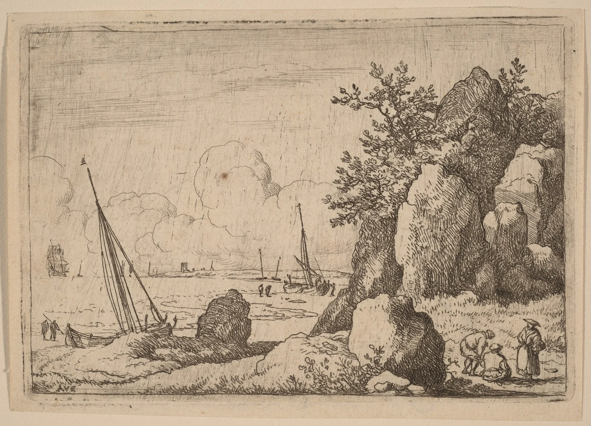 Seascape with Three Figures to the Right, detail