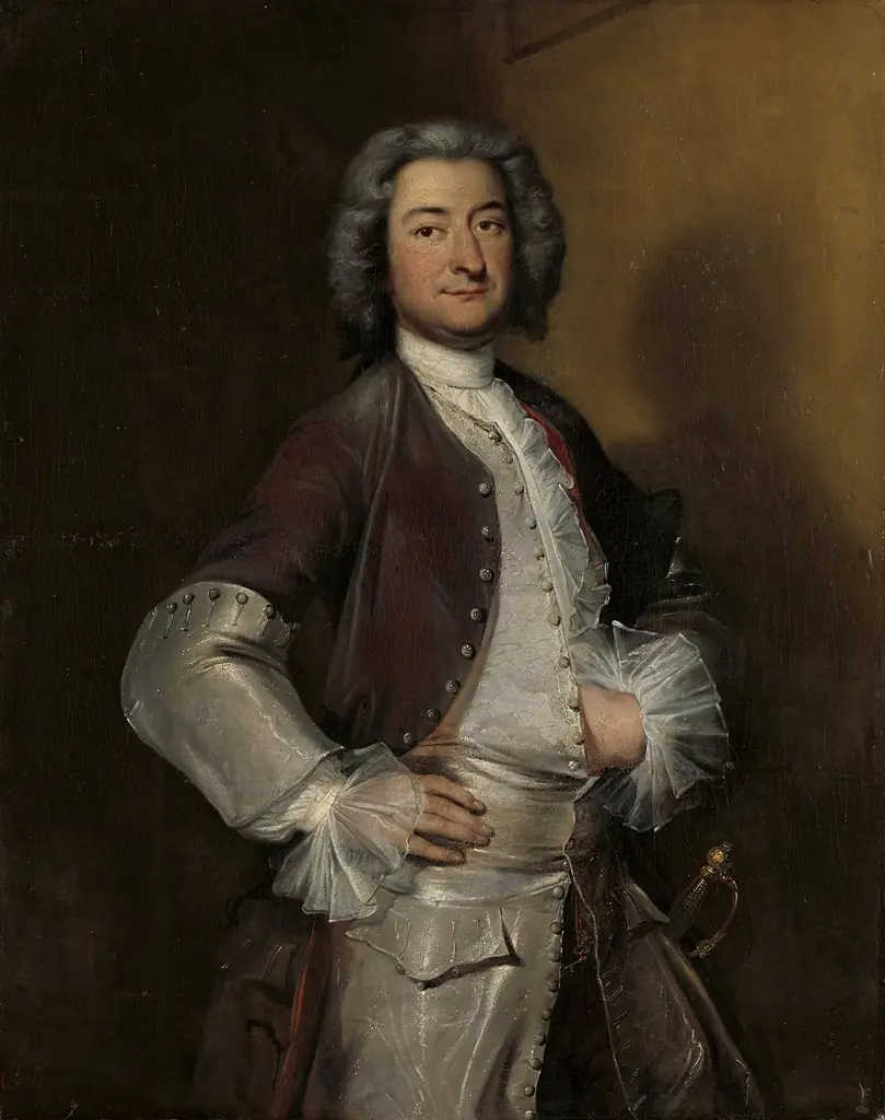 Portrait of Isaac Sweers, Chief Officer of Amsterdam and Governor of the Dutch East India Company, by Cornelis Troost, oil, 1735