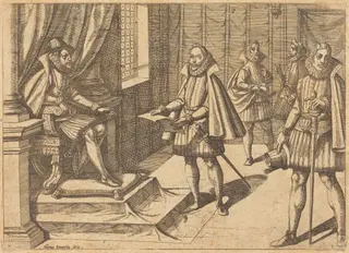 Philip II of Spain on His Throne, by Antonio Tempesta, ink, 1612