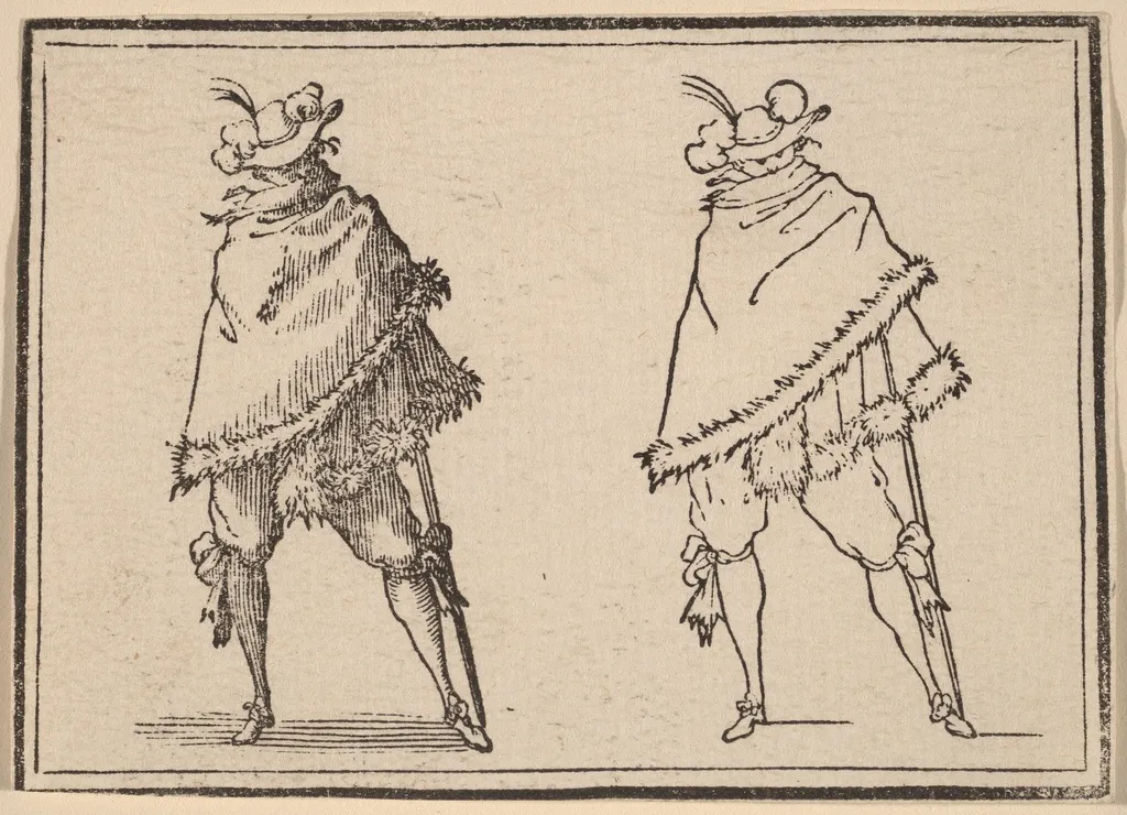 Gentleman Wrapped in his Mantle, by Edouard Eckman, ink, 1621