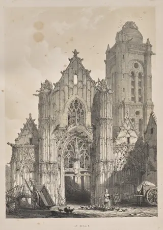Architecture of the Middle Ages:  At Senlis, by Joseph Nash, 1838