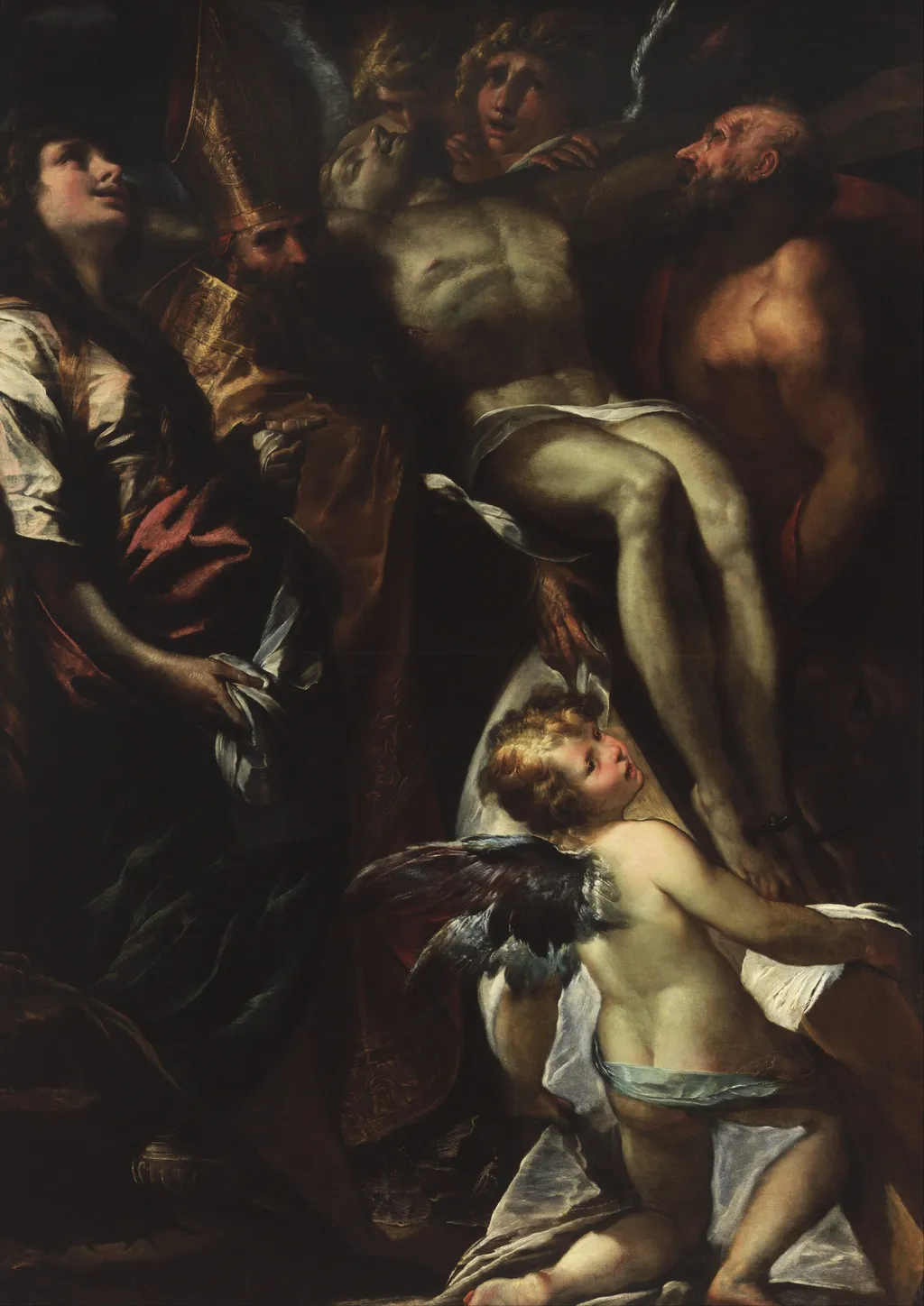 The Lowering of the Cross with Sts Mary ..., by Giulio Cesare Procaccini, oil, 1618