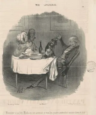 Monsieur a sa bête, Madame son animal..., by Honoré Daumier, ink, 1840