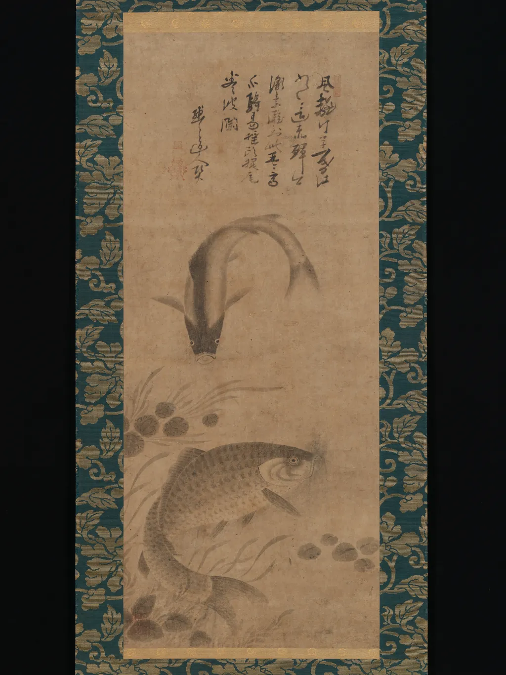 Carp and Waterweeds, by Yōgetsu, unspecified, 1492