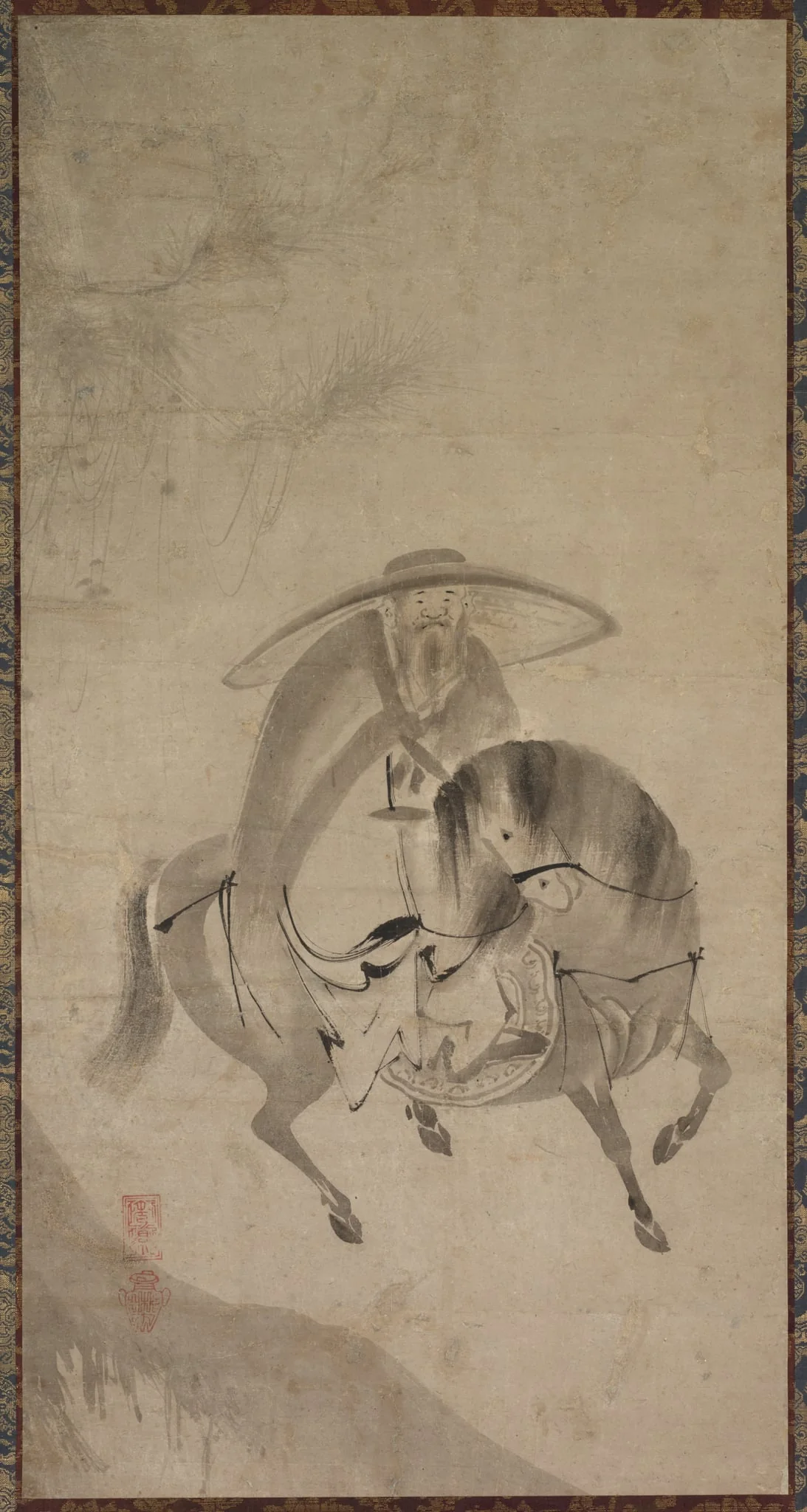 Su Dongpo Riding a Donkey, detail